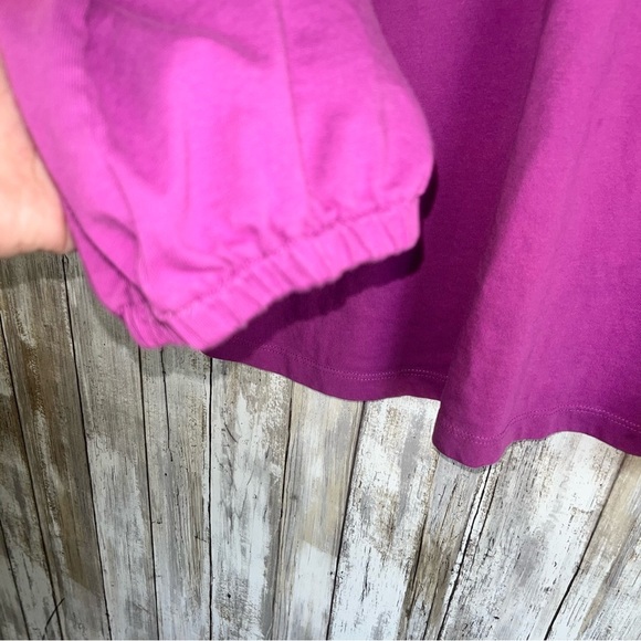 Talbots Purple Embroidered Floral Split Neck Tee - Picture 3 of 5